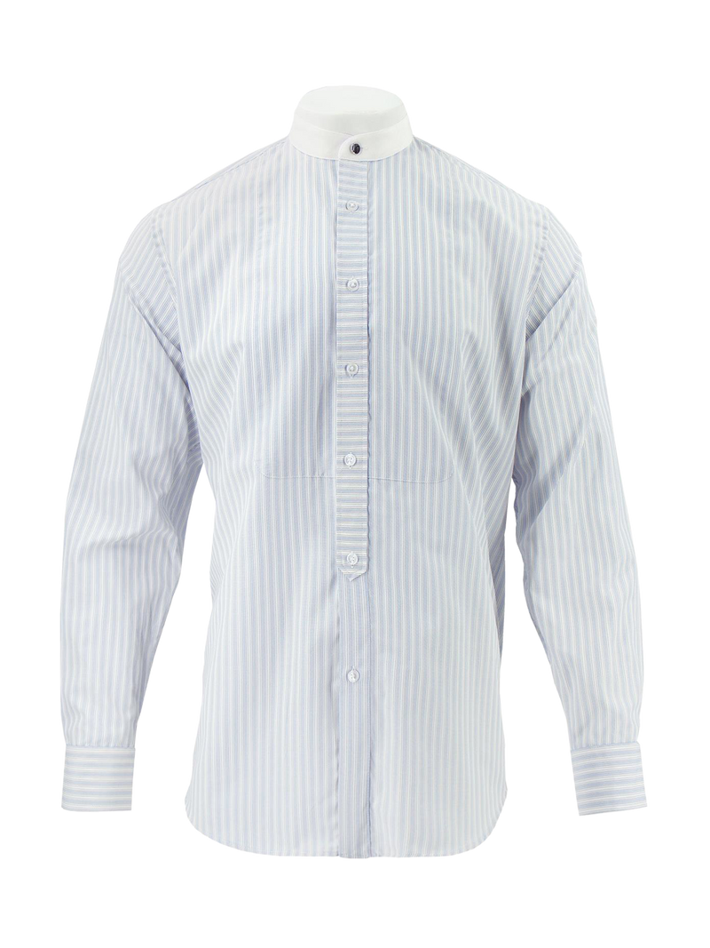 White Detachable Bankers Shirt - Blue & Pink Orton Stripe