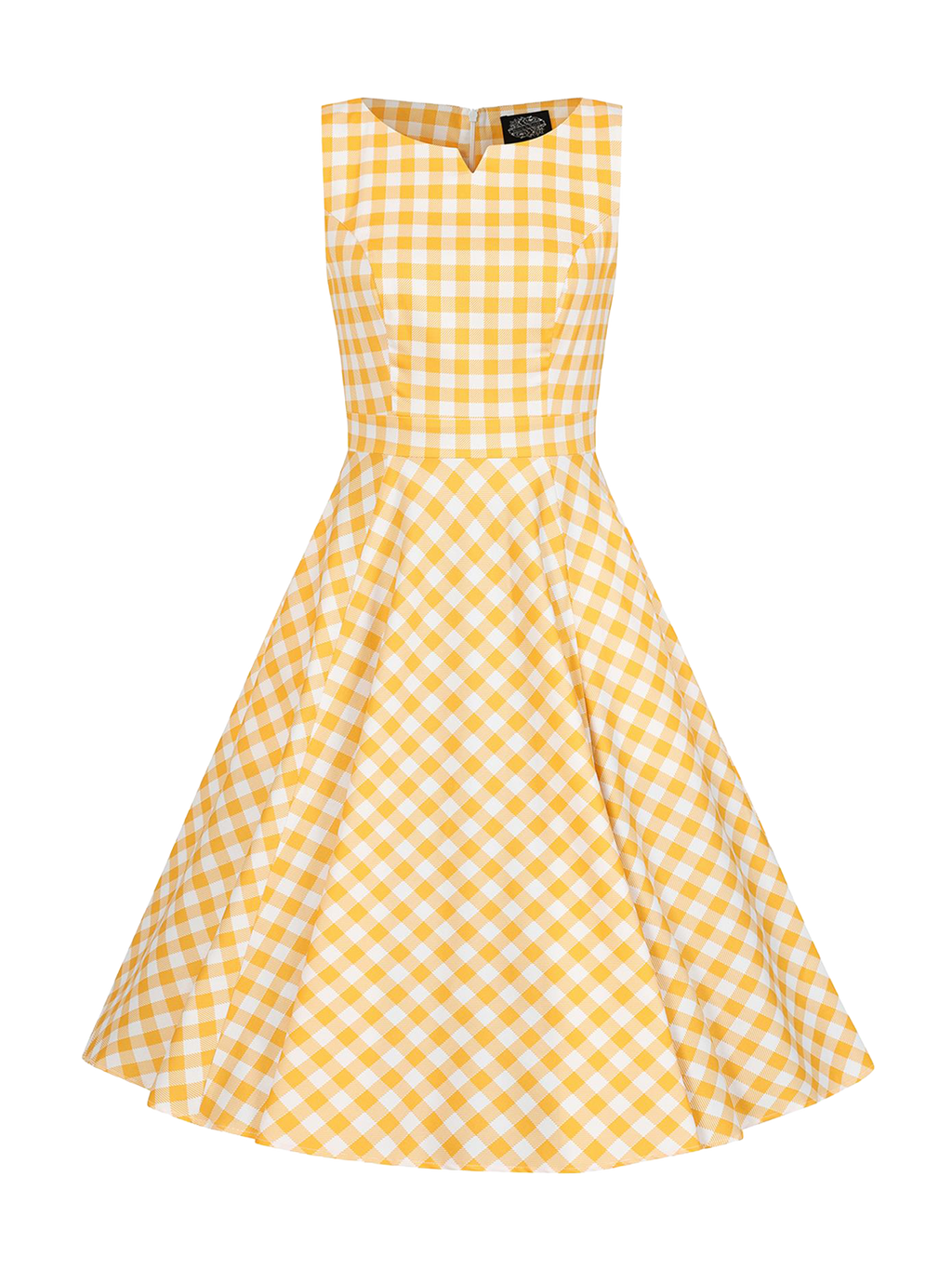 Yellow White Check Vintage Style Gingham Swing Dress