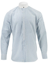 White Detachable Spearpoint Shirt - Navy Blue Orton Stripe