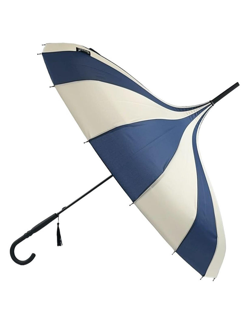 Navy & Cream Vintage Pagoda Style Umbrella