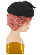 Black Vintage Style Felt Petal & Feather Hat