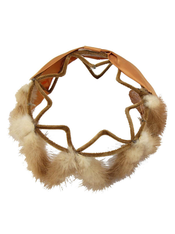 Rust Circlet Vintage Hat with Satin Bow & Fur Trim