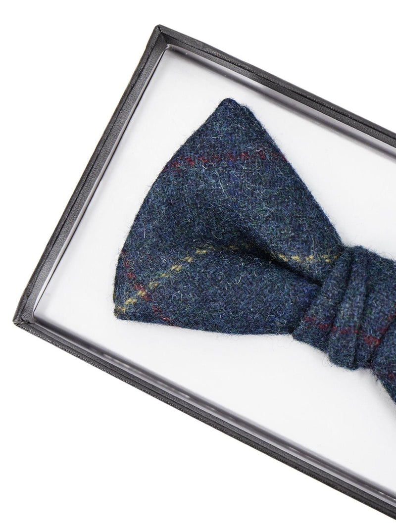 Adjustable Petrol Blue Check Tweed Bow Tie