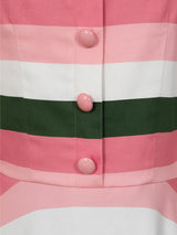 Vintage Style Pink and Green Stripe Retro Dress