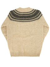 Scottish Wool Fairisle Crewneck Jumper in Tusk Beige