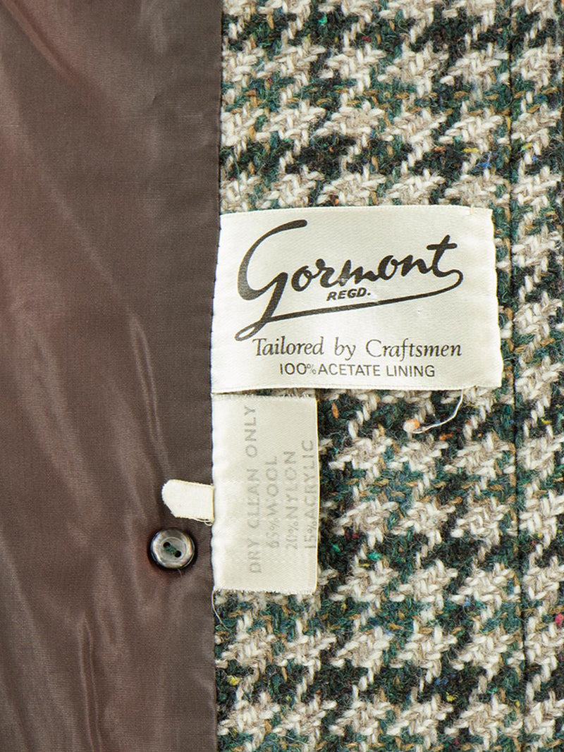 Vintage 60s Wool Mix Green Houndstooth Coat