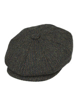 1940s Style Dark Green Pure Wool Tweed Newsboy Cap