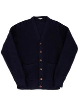 Dark Navy Waffle Knit V-Neck Vintage Style Cardigan