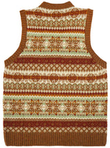 Scottish Wool Fairisle Knit Tank Top in Sienna Brown
