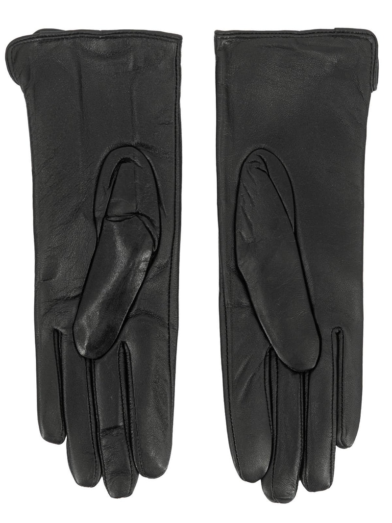 Ladies Black Leather Vintage Style Gloves