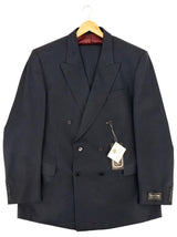 1940s Navy Blue Birdseye Double Breasted Wool Suit