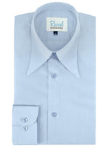 Pale Blue Forties Style Spearpoint Collar Shirt with Barrel Cuff