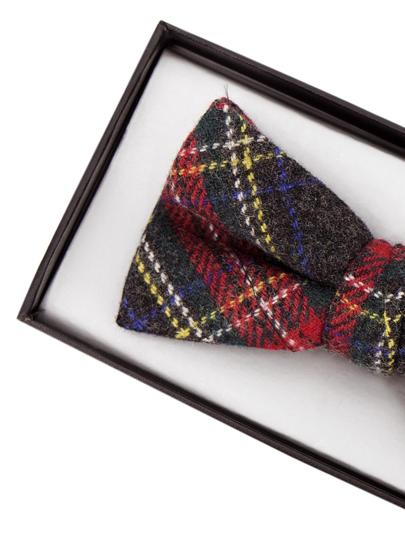 Charcoal Grey Tartan Tweed Bow Tie