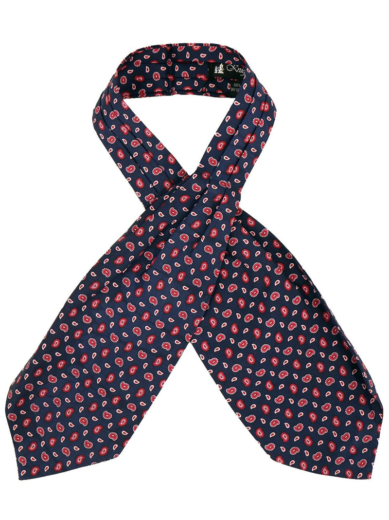 Red and Blue Contrast Paisley Pure Silk Cravat