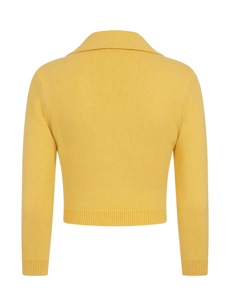 Vintage Style Low Neck Yellow Knitted Cardigan – RevivalVintage