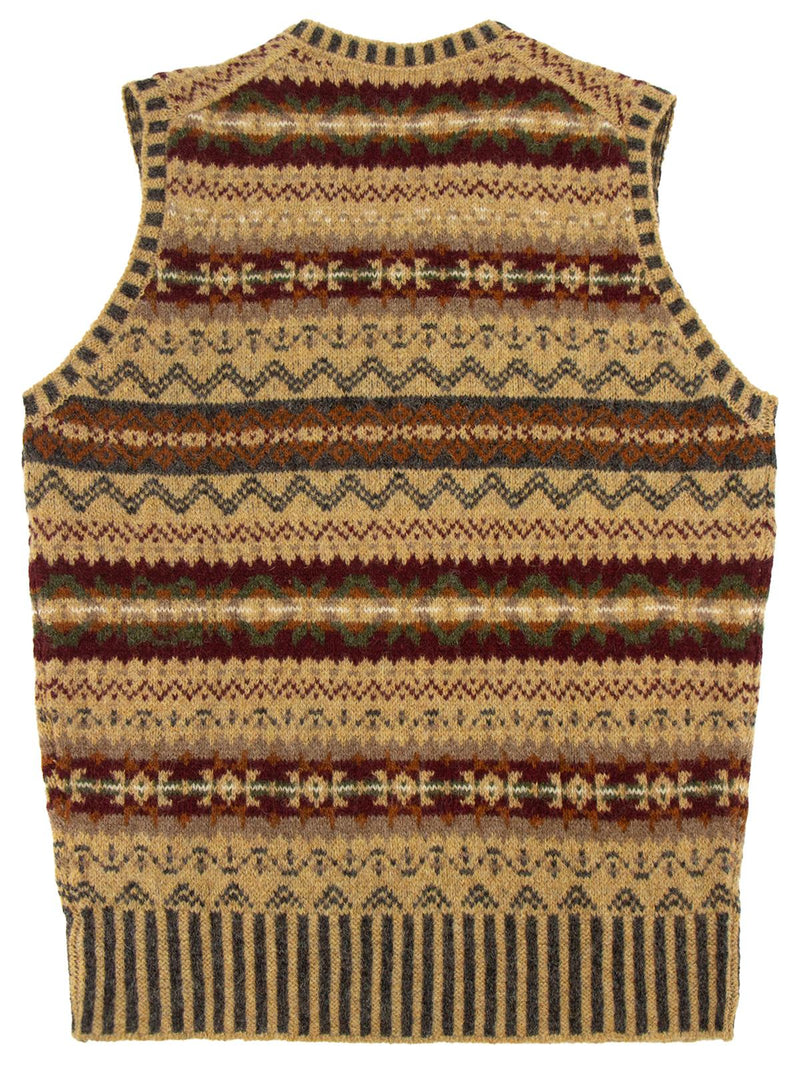 Vintage Style Shetland Wool Fair Isle Vest in Oswald Beige