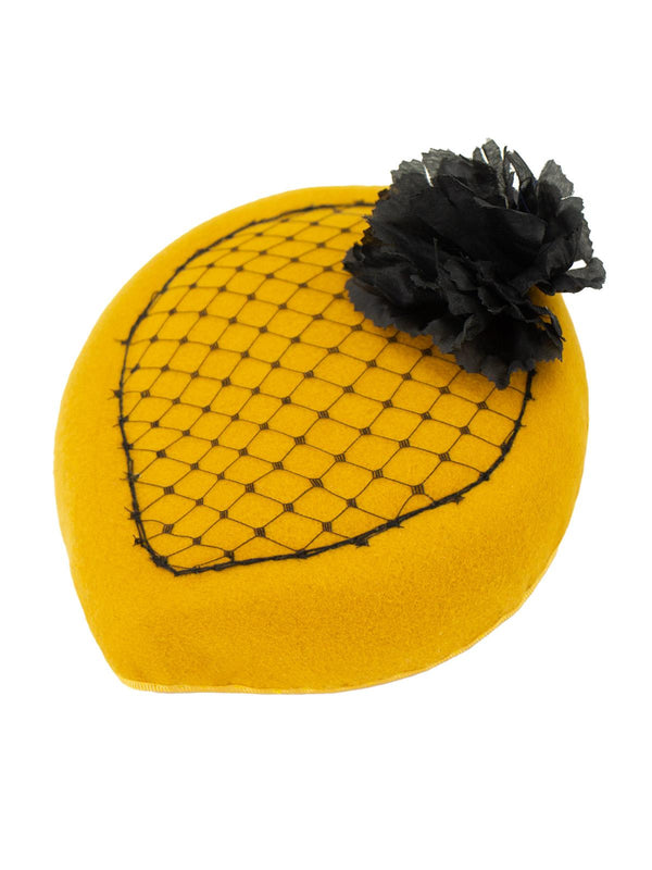 Mustard 1940s Vintage Style Handmade Teardrop Hat