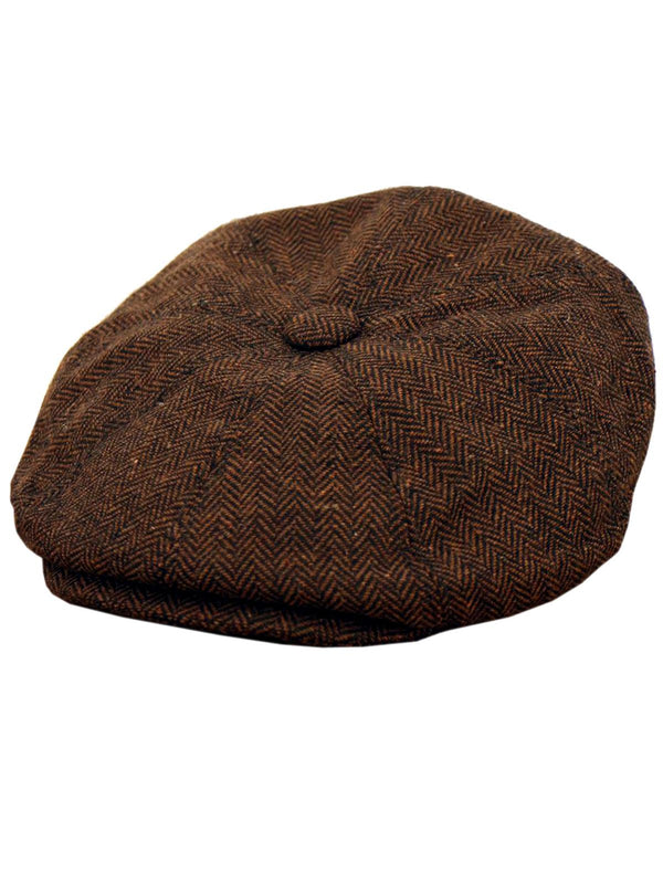 Vintage Style Brown & Black Newsboy Cap