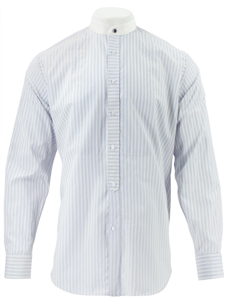 White Detachable Spearpoint Shirt - Blue & Pink Orton Stripe