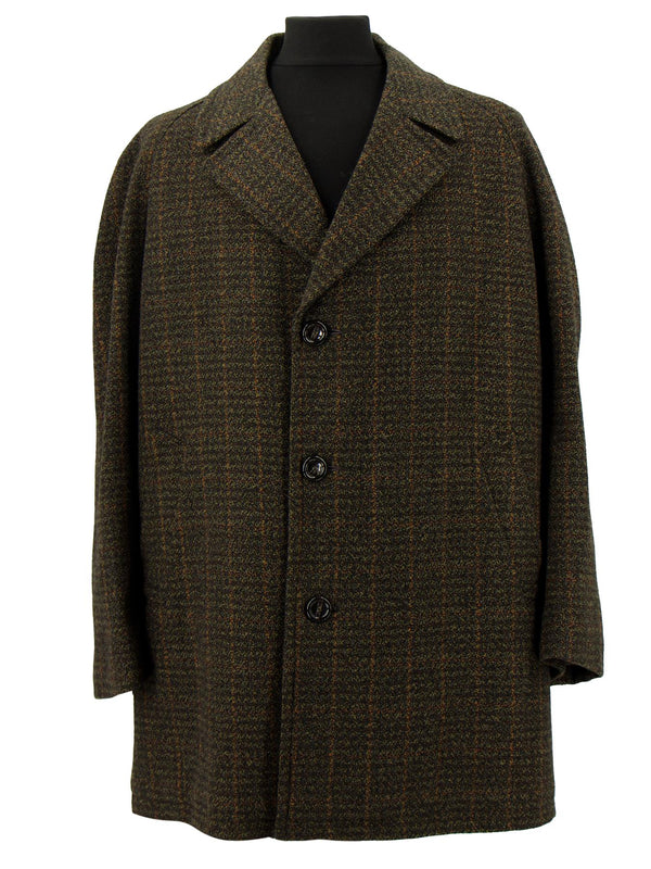 Vintage Brown & Green Check Wool Coat