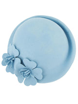 Powder Blue Felt Cloche Hat Flower Trim