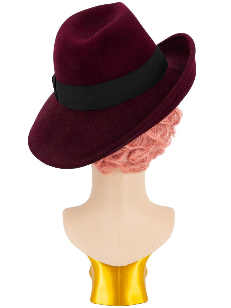 Red 1940s Vintage Fedora Style Tilt Hat