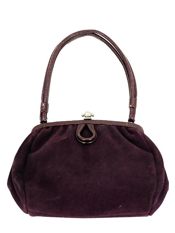 Vintage 1960s Small Purple Suede Handbag