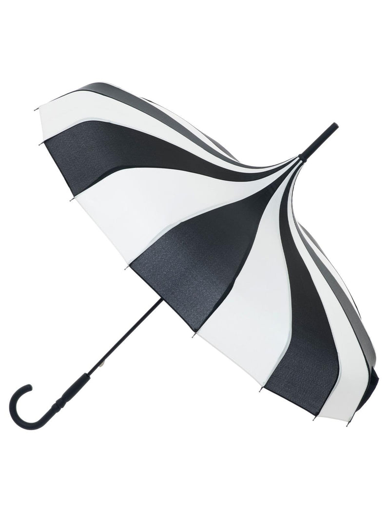 Black & Cream Vintage Pagoda Style Umbrella