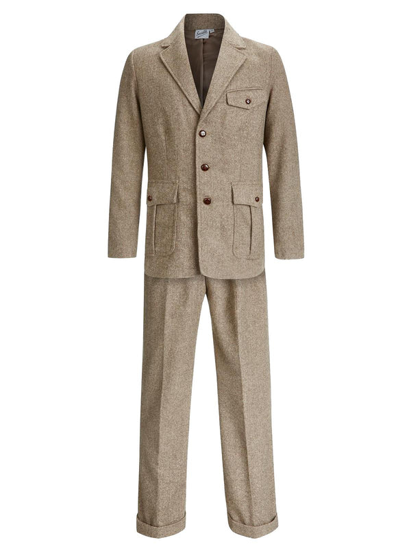 1940s Vintage Clubman Herringbone Wool Suit