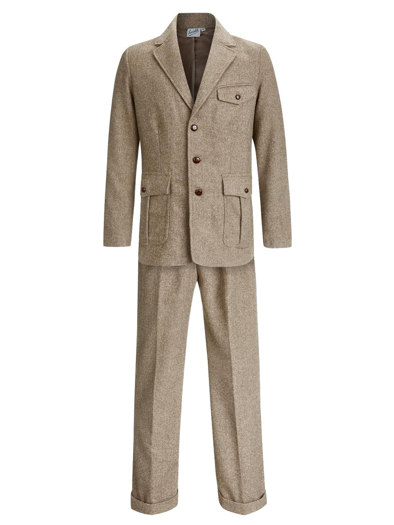 1940s Vintage Clubman Herringbone Wool Suit