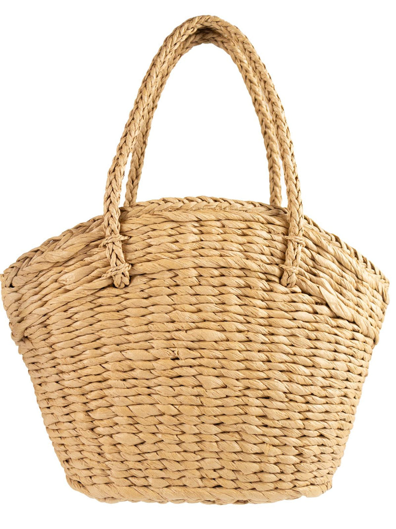 Retro Woven  Basket Bag Polka Dot Lining