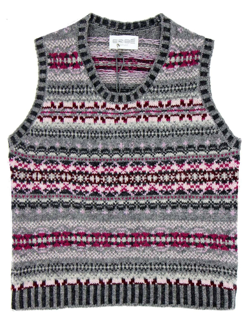 Scottish Wool Fairisle Tank Top in Thistle Grey