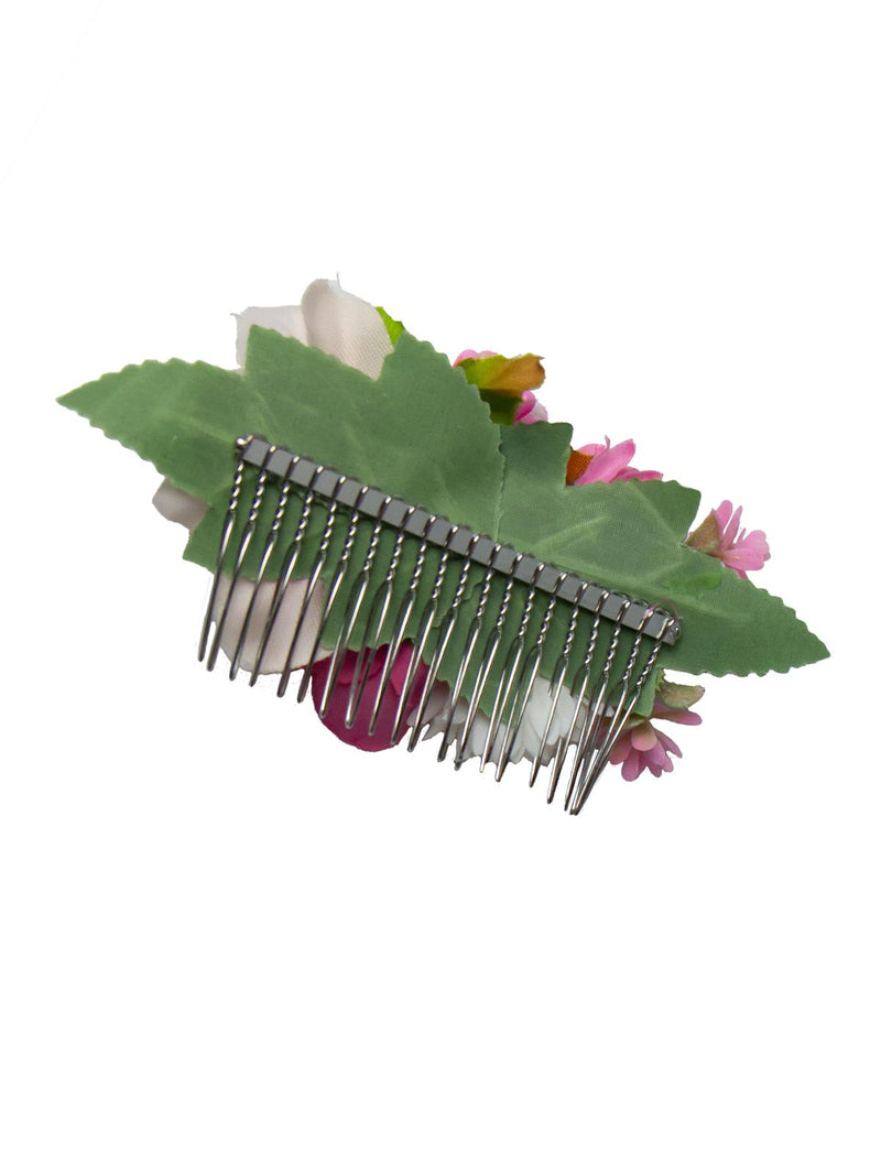 Vintage Summer Florals Hair Comb - Pink