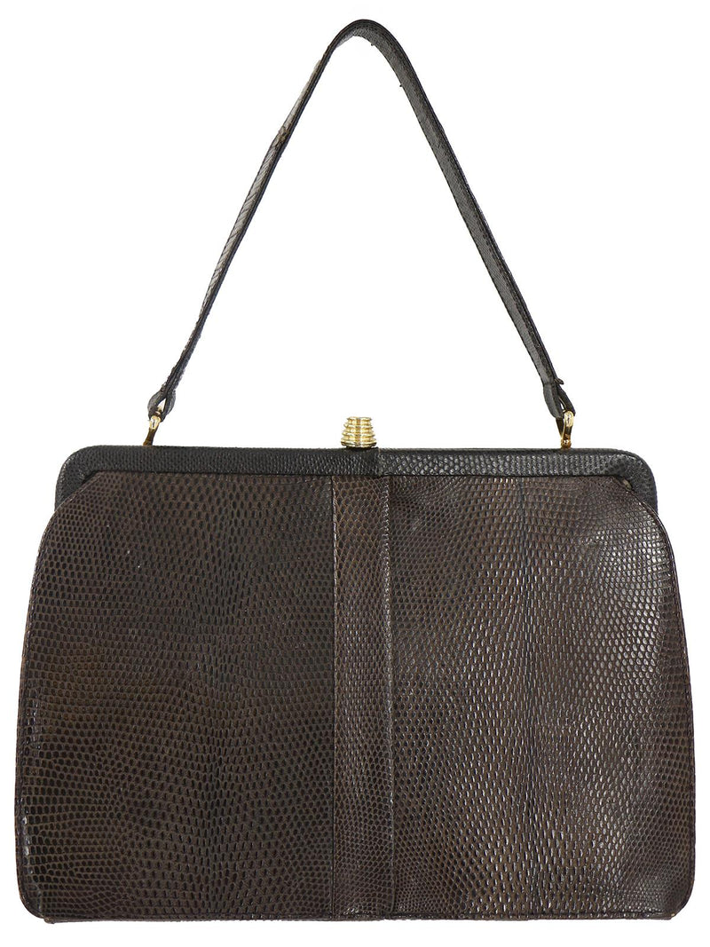 Mappin & Webb Black Lizard Skin Vintage Bag