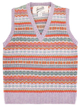 Pure Scottish Wool Fairisle Knit Tank Top in Confetti Lilac