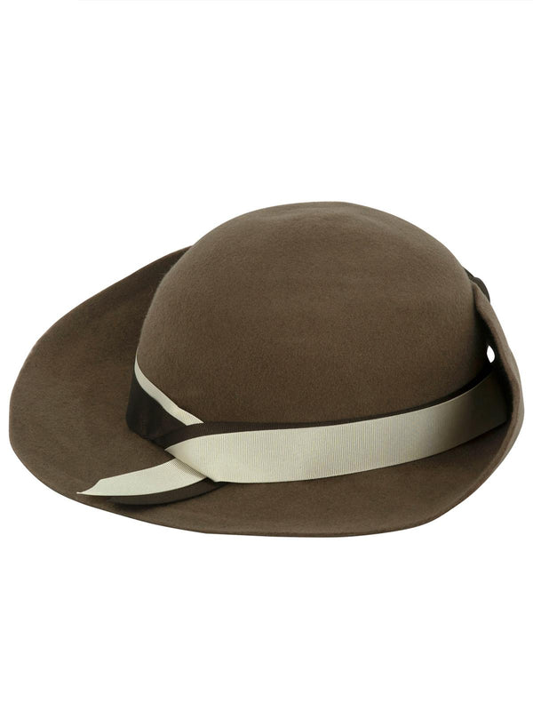 Hand Crafted Brown 1940s Vintage Style Tilt Hat