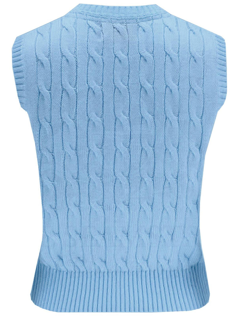 Vintage Style Blue Cable Knit Tank Top Vest