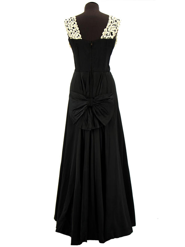 Black 1940s Vintage Bow Back Evening Dress