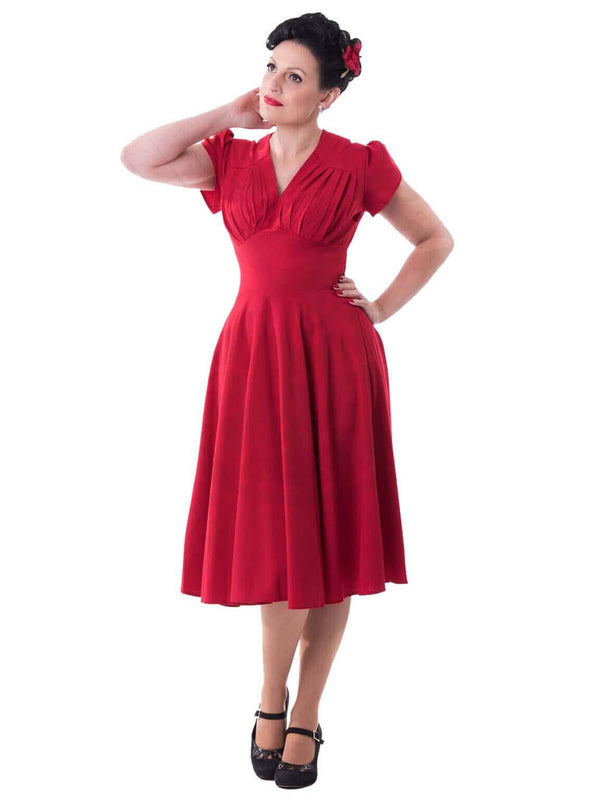 Red 1940s Vintage Inspired Swing Dress