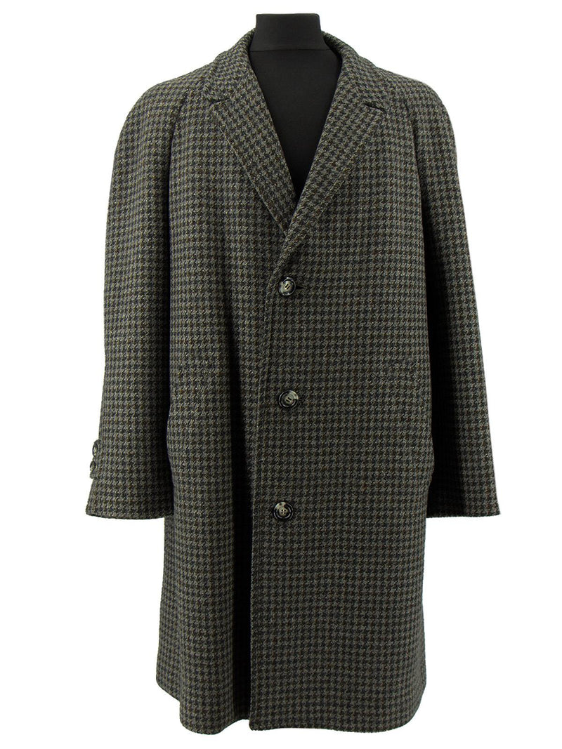 Vintage Crombie Grey Houndstooth Wool Coat