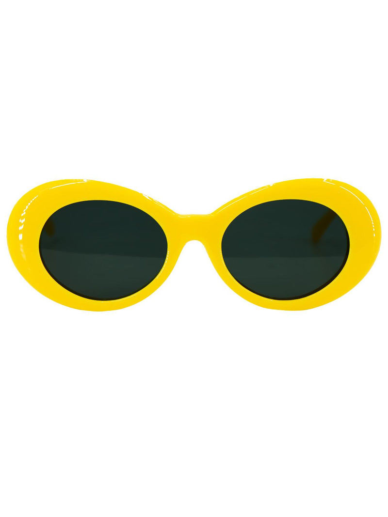 1960s Mod Style Yellow Oval Sunglasses