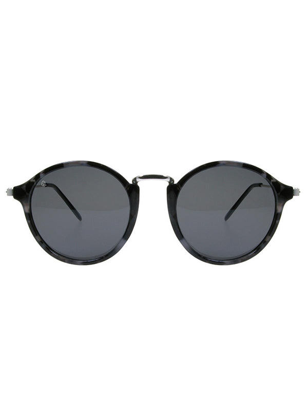 Retro Round Grey & Black Tortoiseshell Sunglasses