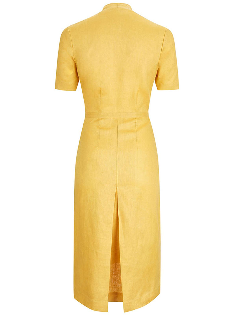 1940s Vintage Spirit Linen Dress in Honey Yellow