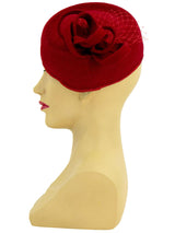 Poppy Red Felt 1940s Vintage Style Pillbox Hat