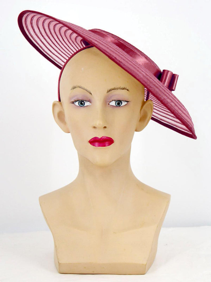 Burgundy Sheer 1940s Style Tilt Hat