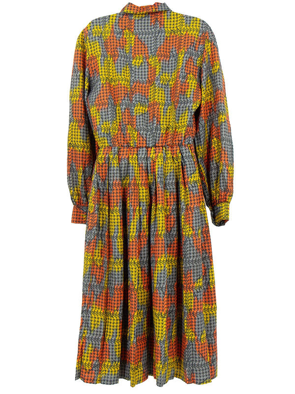 True Vintage Houndstooth Autumn Palette 1970s Dress