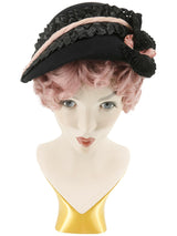 1930/40s Felt Black Bonnet Style Hat