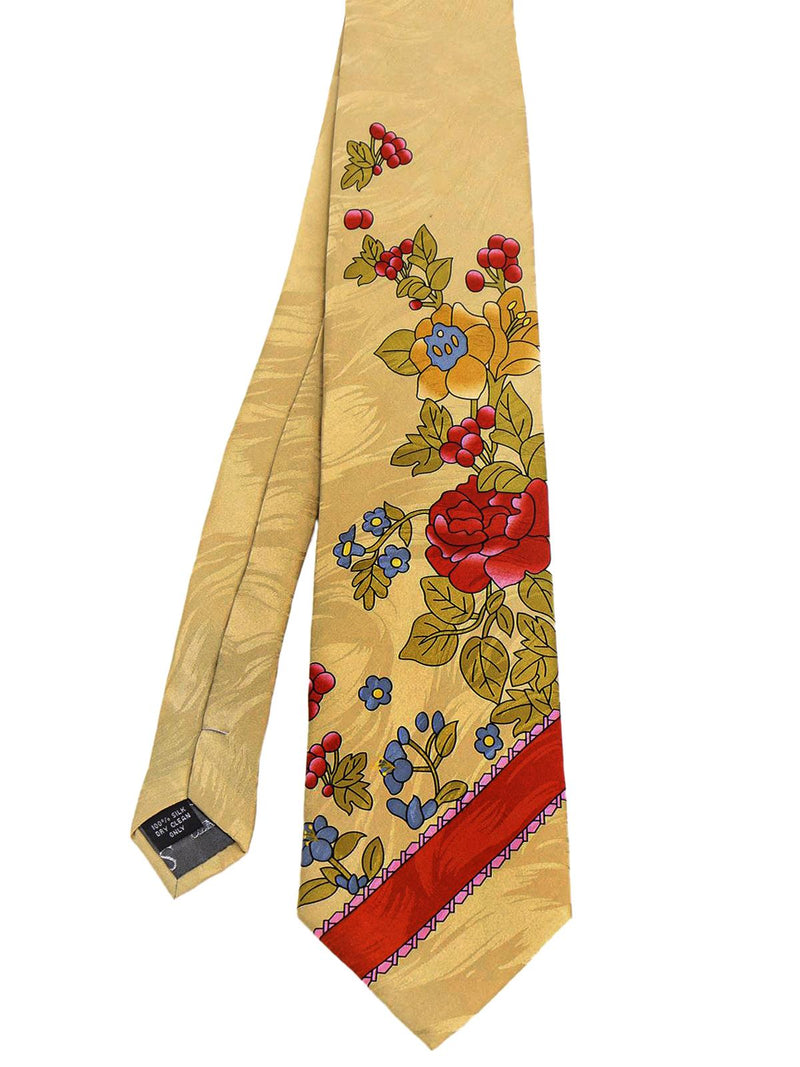 1940s Look Gold Floral Silk Swing Tie