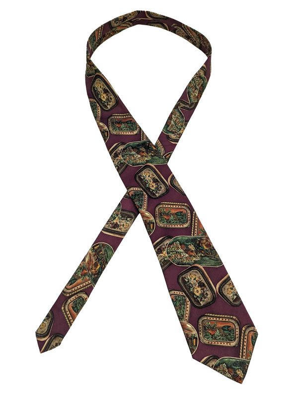 Vintage Tie With Botanical Tablet Design