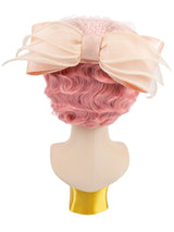 Vintage Woven Baby Pink Bubble Bow Hat